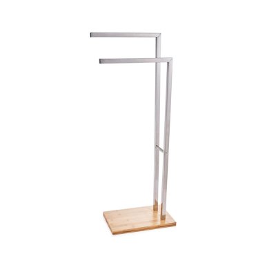 Handdukshängare golvmodell DKD Home Decor Naturell Silvrig Rostfritt stål Bambu (40 x 20 x 79 cm) (34 X 20 X 79 CM)
