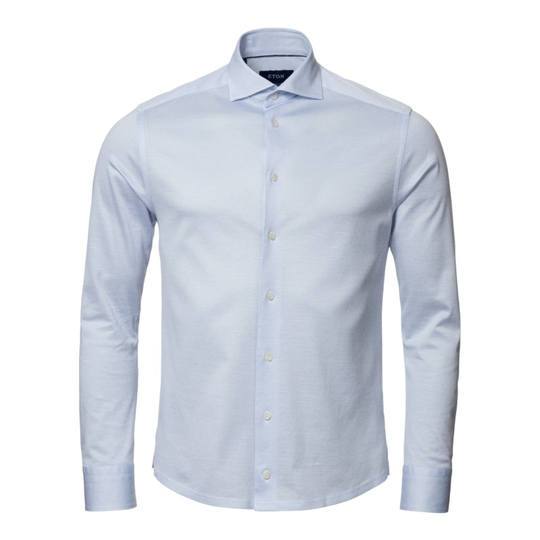Pikéskjorta med oxfordeffekt slim fit - knitted ljusblå