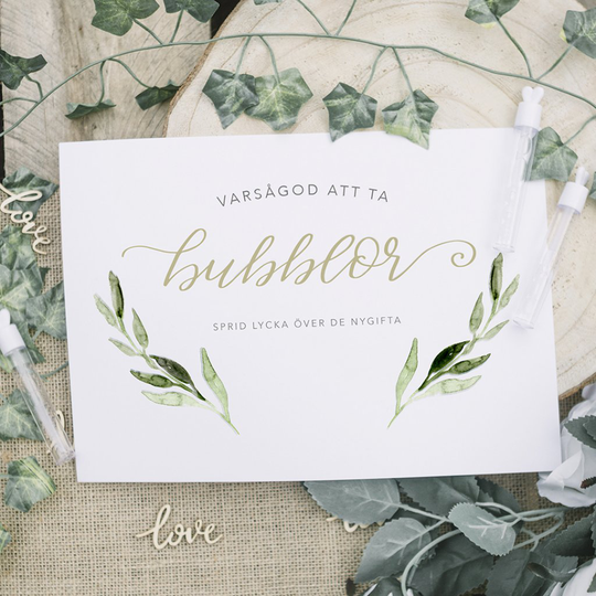 Skylt - Bubblor - Oliv