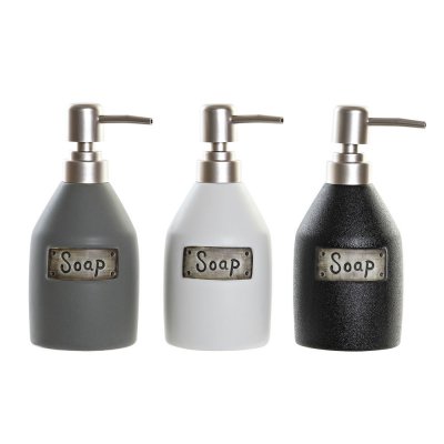 Tvåldispenser DKD Home Decor Vit Svart Grå ABS Stengods Boho (3 pcs)