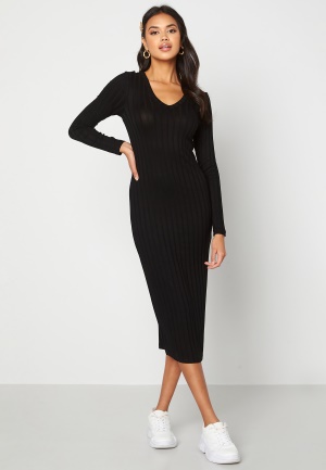 Happy Holly Estella rib mid dress Black 36/38