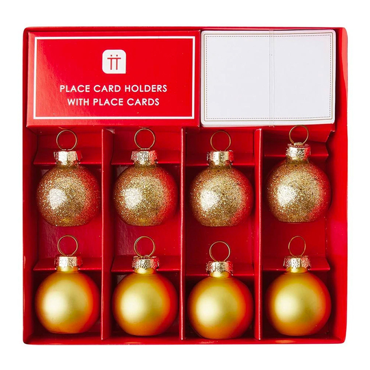 Placeringskortshållare Julgranskulor Guld - 8-pack