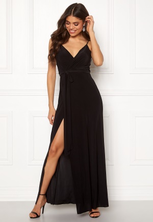 Goddiva Wrap Front Maxi Dress Black XS (UK8)