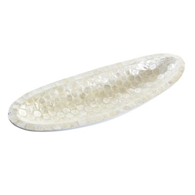 Bordsdekoration DKD Home Decor Mosaik Beige Vit Pärlemor Harts (50 x 16 x 8 cm)