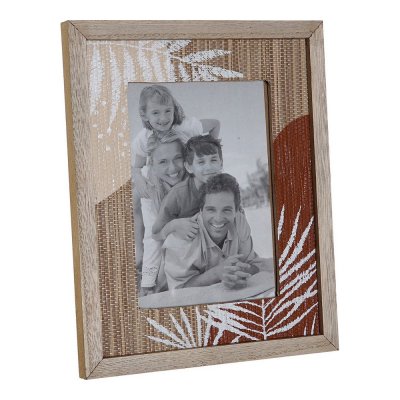 Fotoram DKD Home Decor S3015167 Naturell Terrakota n Trä MDF Boho Löv av en växt (21 x 26,5 x 1,8 cm)