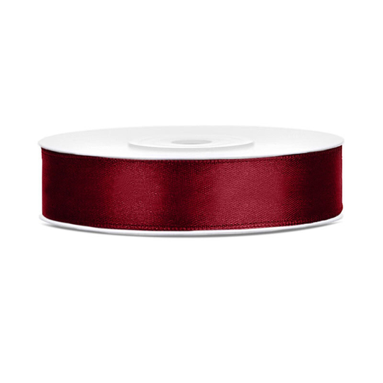 Satinband Mörkröd - 12 mm x 25 m