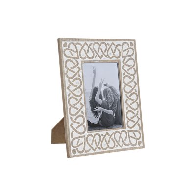 Fotoram DKD Home Decor Glas Naturell Vit Trä MDF Boho (19 x 1 x 24 cm)
