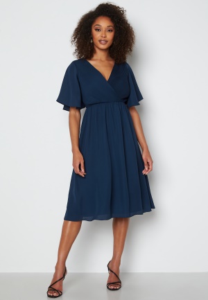 Bubbleroom Occasion Liana Chiffon Midi Dress Navy 36