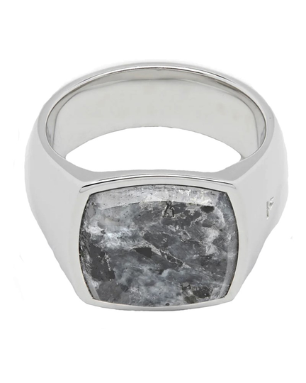 Klackring cushion larvikite silver