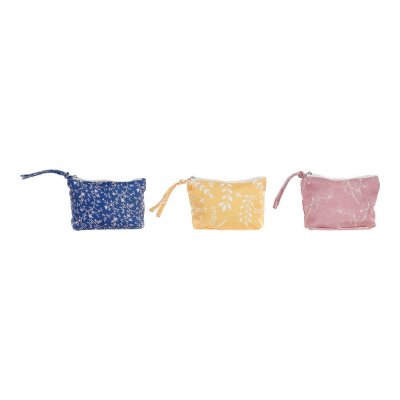 Necessär DKD Home Decor Gul Rosa Bomull Marinblå Boho (3 pcs) (17 x 6 x 13 cm)