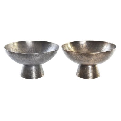 Bordsdekoration DKD Home Decor Silvrig Gyllene Aluminium (2 antal) (30 x 30 x 17 cm)