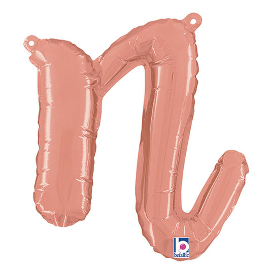 Bokstavsballong Script Roséguld - Bokstav N