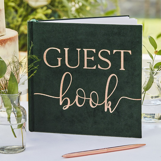 Gästbok - Grön sammet - Botanical Wedding