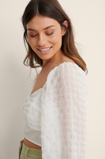 NA-KD Boho Croppad Blus - White