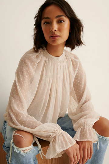 NA-KD Boho Voluminös Blus - Offwhite