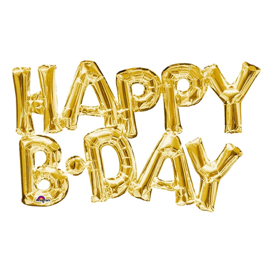 Bokstavsballong Happy B-Day Guld