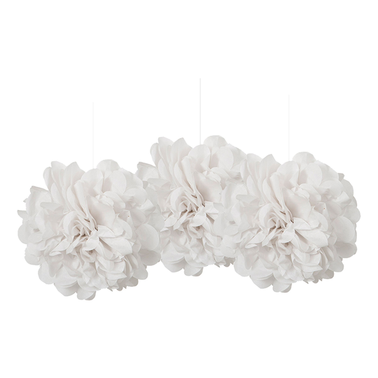 Pom Pom Mini Vita Hängande Dekoration - 3-pack