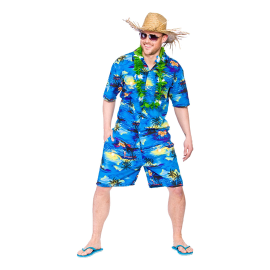 Hawaii Partykille Mörkblå Maskeraddräkt - Large