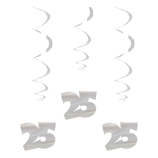 Swirls 25 Silver Hängande Dekoration - 3-pack
