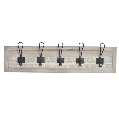 Väggmonterad rockhängare DKD Home Decor Metall Trä Kant Boho (64 x 5 x 18 cm)