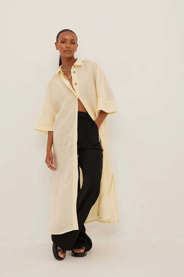 NA-KD Boho Skjortklänning i linne - Beige