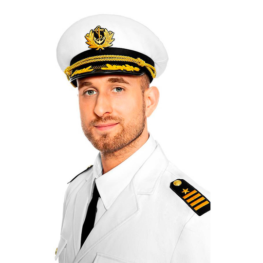 Kaptens Hatt Vit Deluxe - One size