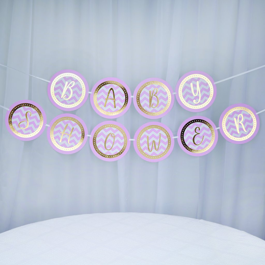 Vimpel - Baby Shower - Rosa/Guld