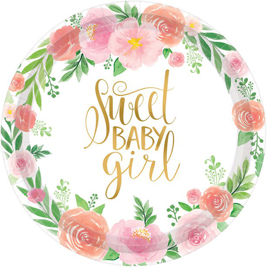 Papptallrikar - Floral Baby