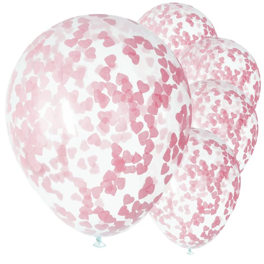 Konfettiballonger - Hjärtan - Rosa
