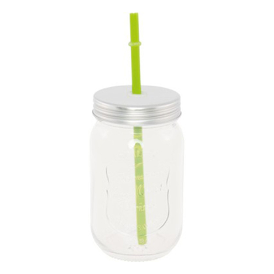 Glasburk Mason med Lock & Sugrör - 1-pack