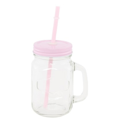 Glasbägare med sugrör - Rosa