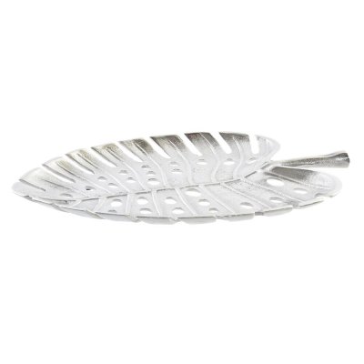 Bordsdekoration DKD Home Decor Silvrig Aluminium Modern Löv av en växt (38,5 x 28 x 3 cm)