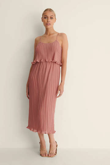 NA-KD Boho Plisserad Midiklänning - Pink