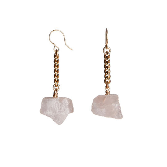 Örhängen keep me hanging short rose quartz guld