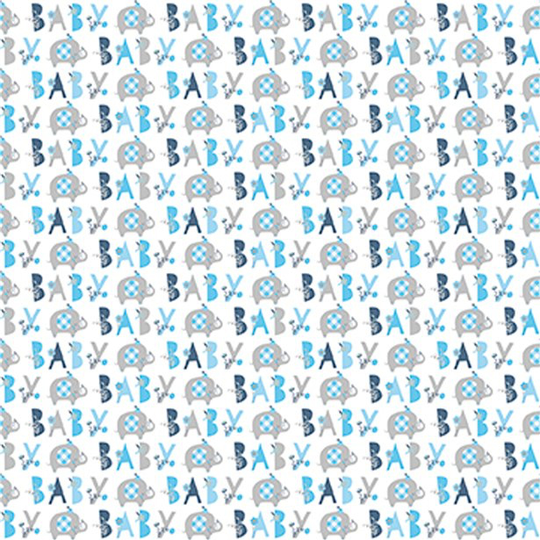 Presentpapper - Babyelefant - Blå