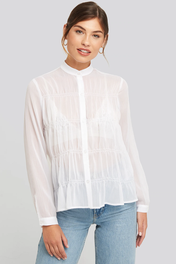NA-KD Boho Gatherings Detail Chiffon Shirt - White