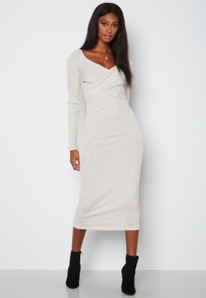BUBBLEROOM Neah rib dress Beige melange XL