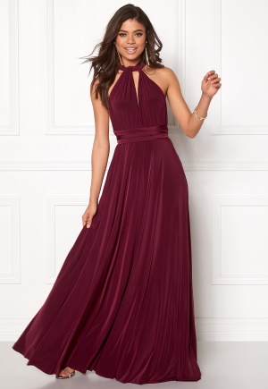 Goddiva Multi Tie Maxi Dress Berry XXS (UK6)