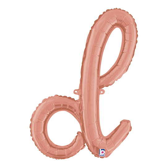 Bokstavsballong Script Roséguld - Bokstav D