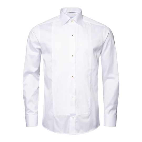 Smokingskjorta piké slim fit vit