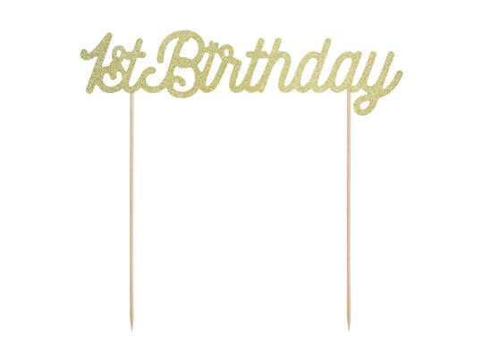 Cake Topper - 1st Birthday - Guld
