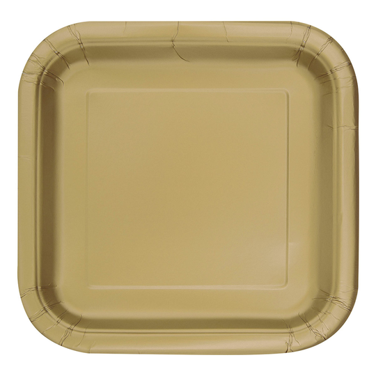 Papperstallrikar Kvadrat Guld - 14-pack