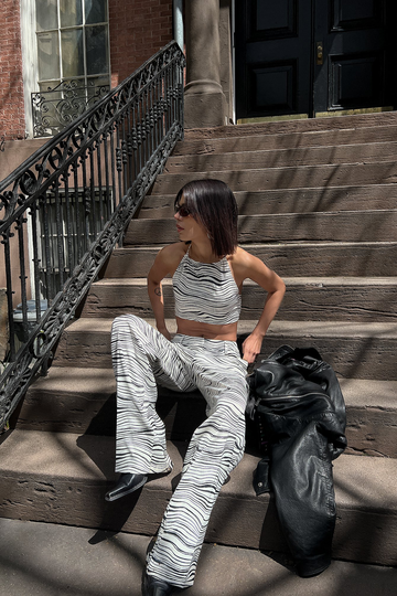 Jen Ceballos x NA-KD Kostymbyxor med mellanhög midja - Multicolor