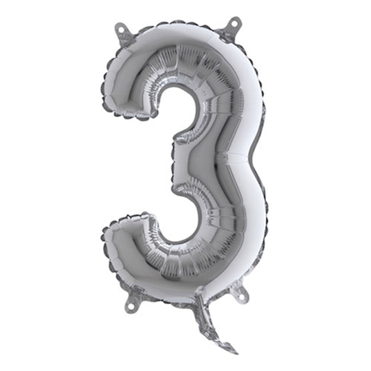 Sifferballong Mini Silver Metallic - Siffra 3