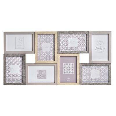 Fotoram DKD Home Decor Grå Trä Glas Naturell Boho (56 x 3 x 28 cm)