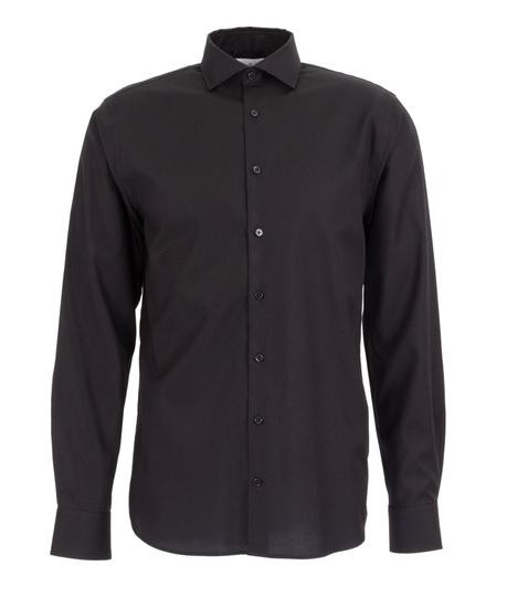 Skjorta fine twill slim fit svart