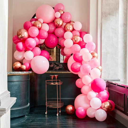 Ballongbåge Deluxe Rosa/Roséguld
