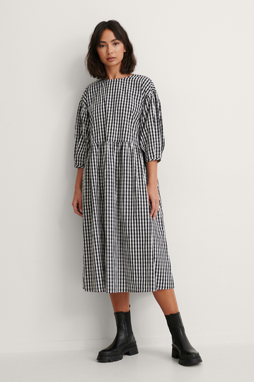 NA-KD Boho Oversized Klänning - Checkered