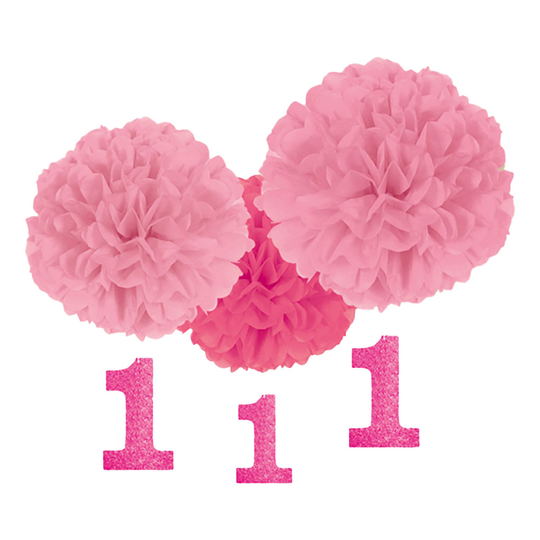 Rosa Pom Pom Kit 1 År - 3-pack