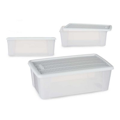 Låda med lock Elegance Vit Plast (19,5 x 11,5 x 33 cm)